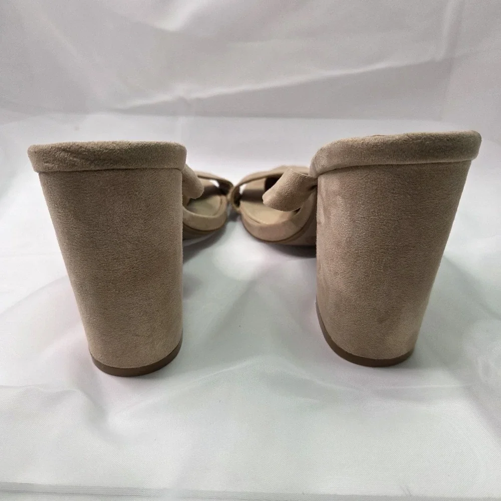 Lulus Alta Light Nude Faux Suede Lace-Up Heels Sz 7.5 Chic Flirty Party Feminine